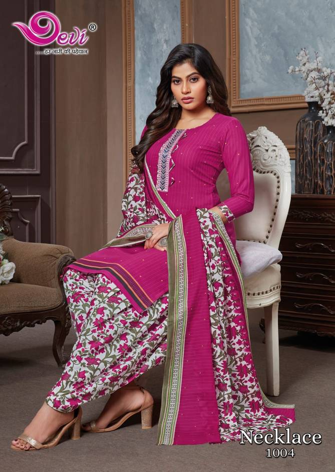 Devi Necklace Patiyala Vol 1 Regular Wear Wholesale Cotton Readymade Dress
